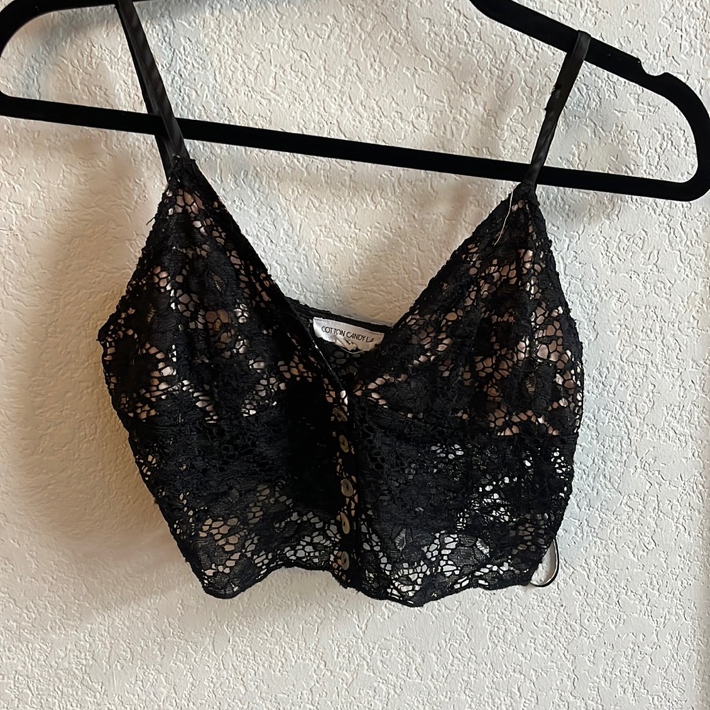 Black lace bralette shirt